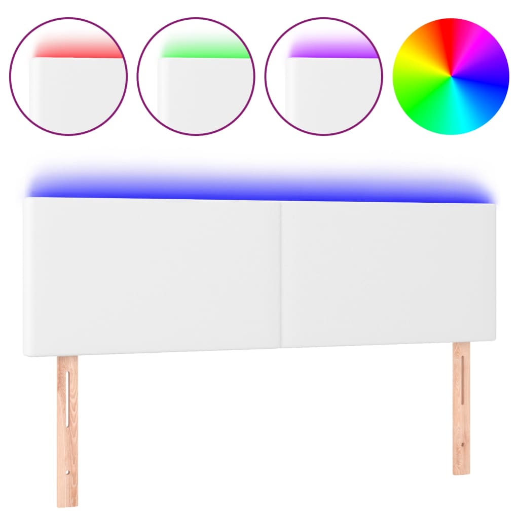 Hoofdbord LED 144x5x78/88 cm kunstleer wit is nu te koop bij PeponiXL, paradijselijk wonen!