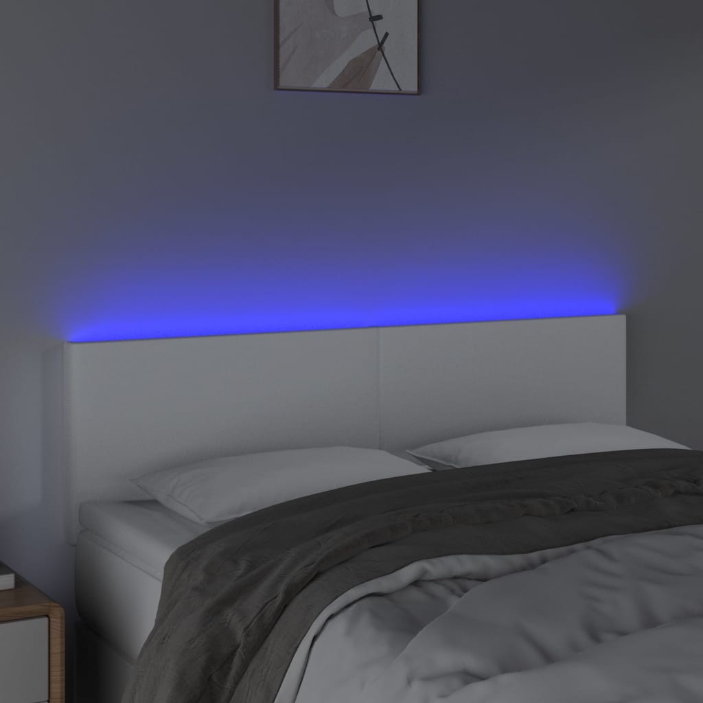 Hoofdbord LED 144x5x78/88 cm kunstleer wit is nu te koop bij PeponiXL, paradijselijk wonen!