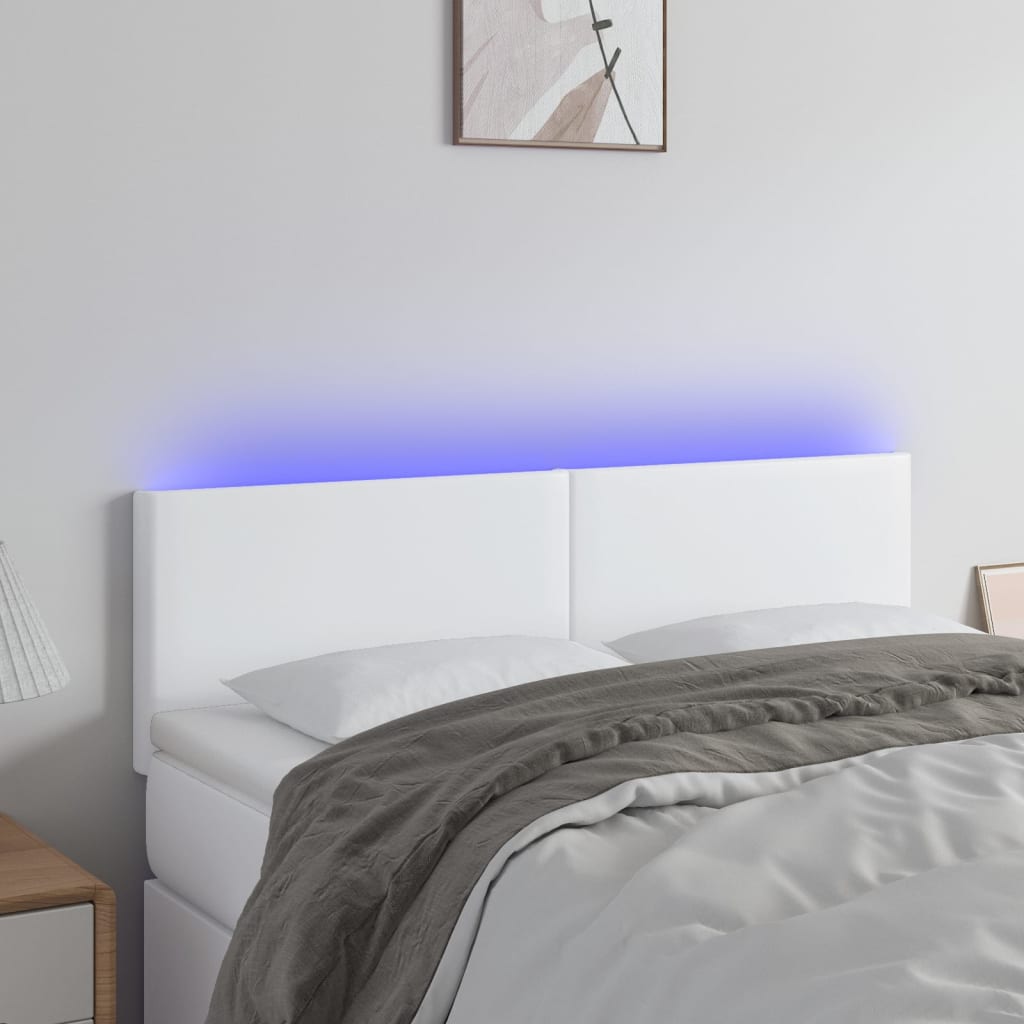 Hoofdbord LED 144x5x78/88 cm kunstleer wit is nu te koop bij PeponiXL, paradijselijk wonen!