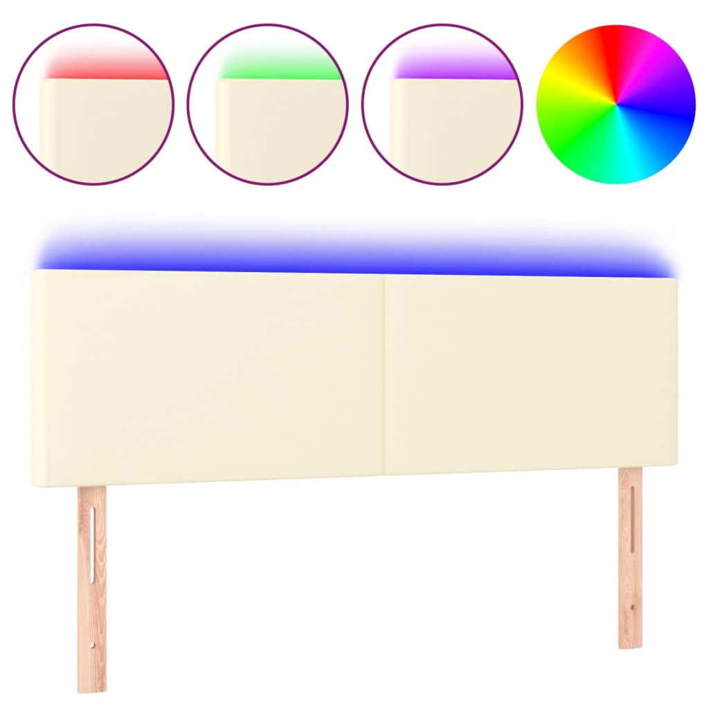 Hoofdbord LED 144x5x78/88 cm kunstleer crèmekleurig is nu te koop bij PeponiXL, paradijselijk wonen!