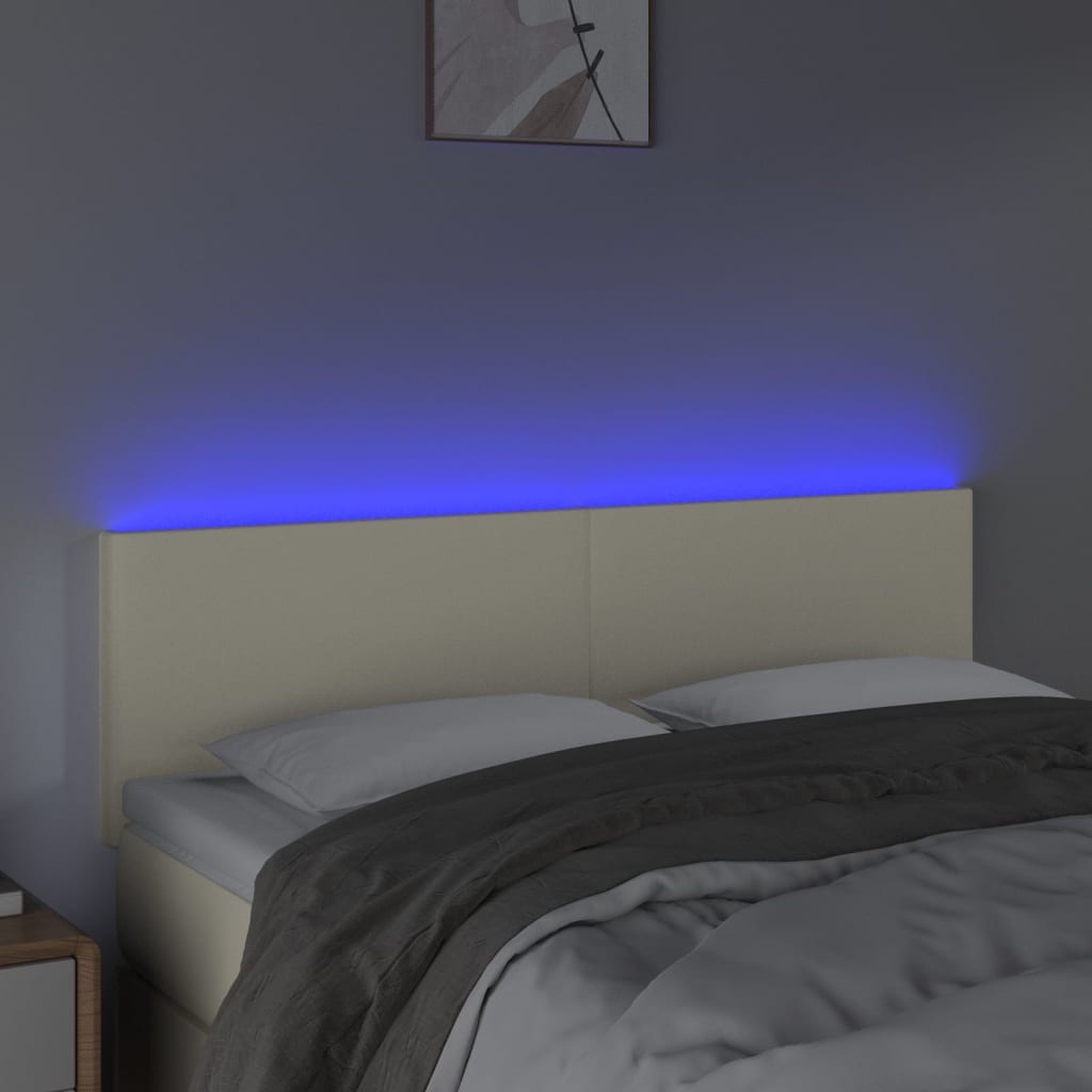 Hoofdbord LED 144x5x78/88 cm kunstleer crèmekleurig is nu te koop bij PeponiXL, paradijselijk wonen!