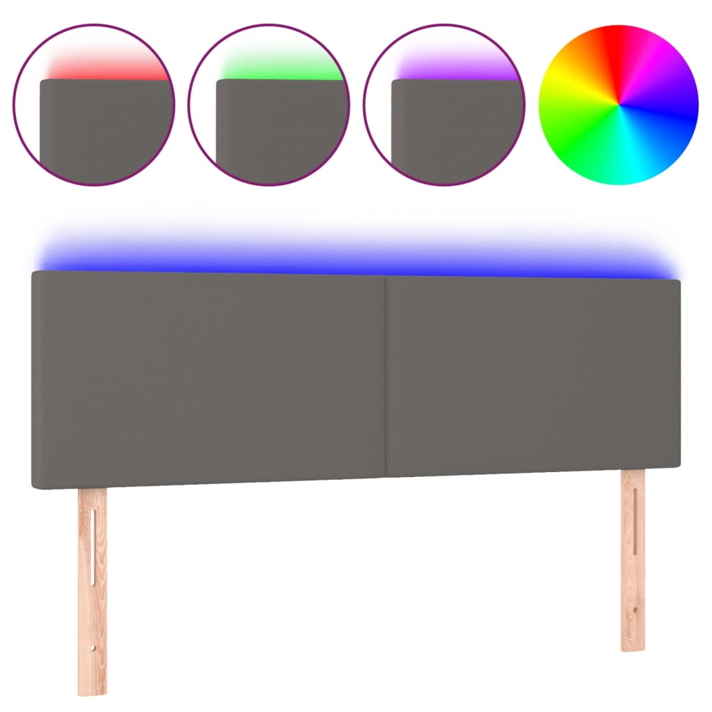 Hoofdbord LED 144x5x78/88 cm kunstleer grijs is nu te koop bij PeponiXL, paradijselijk wonen!