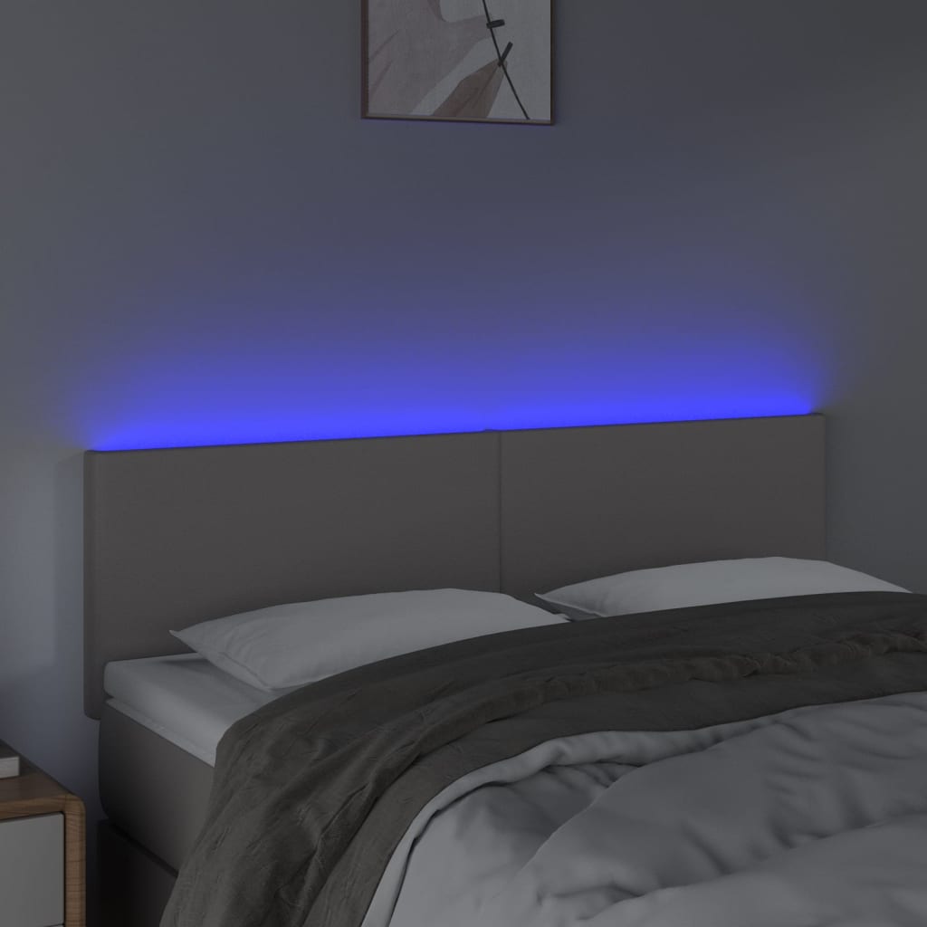 Hoofdbord LED 144x5x78/88 cm kunstleer grijs is nu te koop bij PeponiXL, paradijselijk wonen!