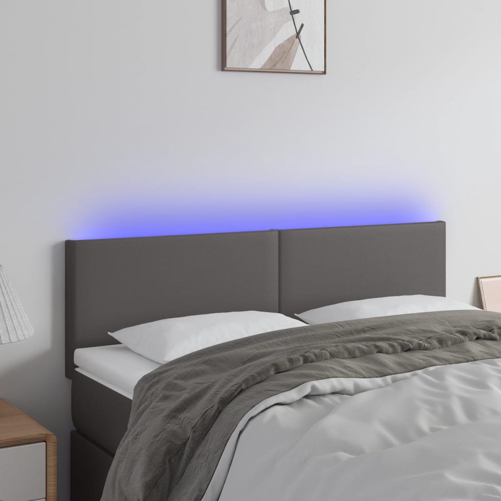 Hoofdbord LED 144x5x78/88 cm kunstleer grijs is nu te koop bij PeponiXL, paradijselijk wonen!