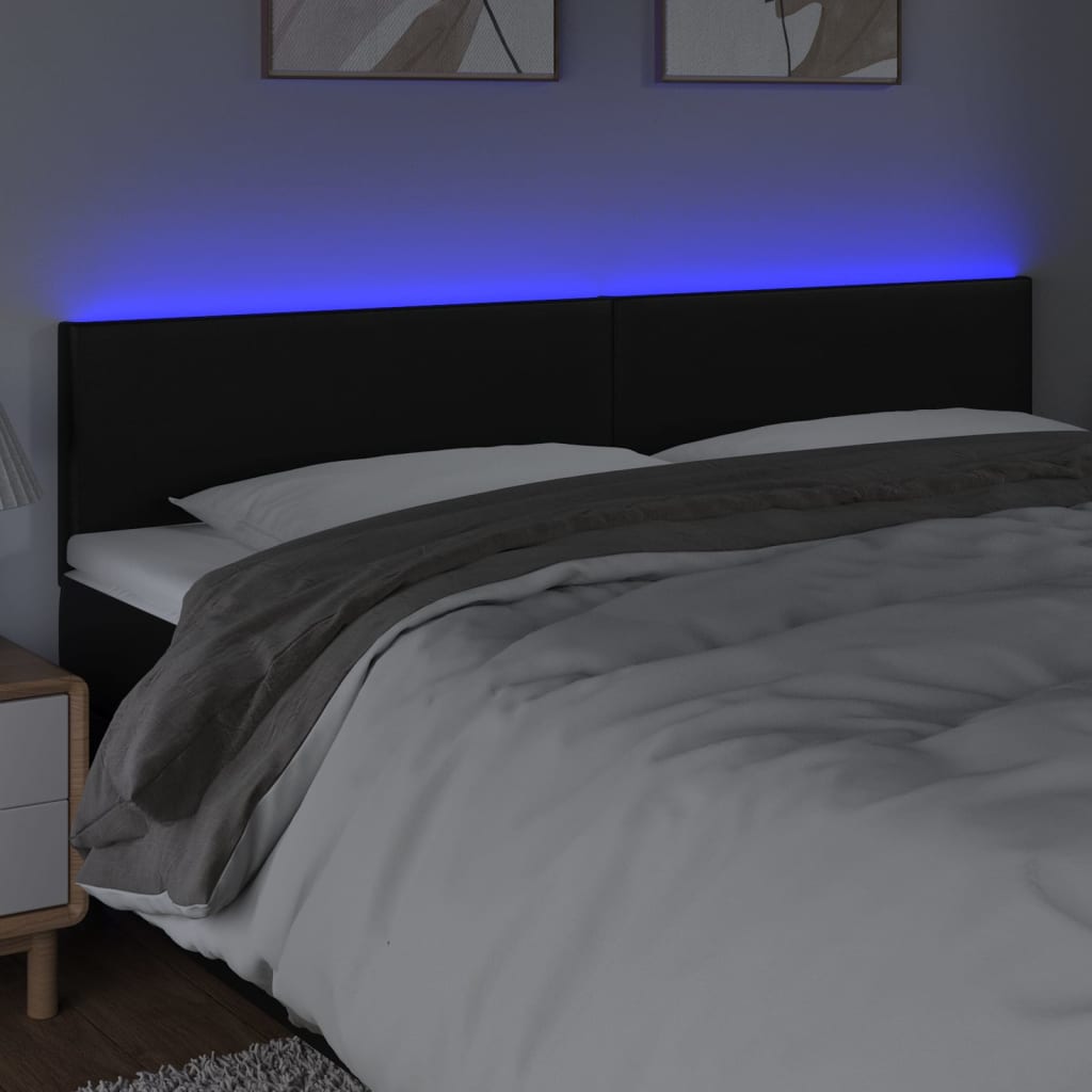 Hoofdbord LED 160x5x78/88 cm kunstleer zwart is nu te koop bij PeponiXL, paradijselijk wonen!