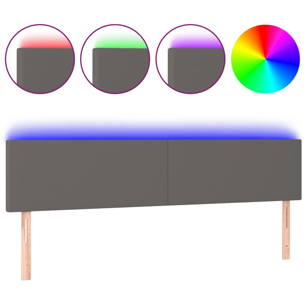 Hoofdbord LED 160x5x78/88 cm kunstleer grijs is nu te koop bij PeponiXL, paradijselijk wonen!