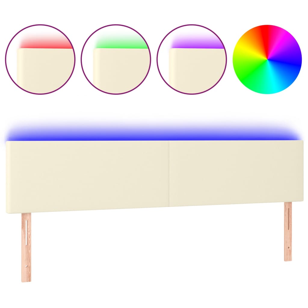 Hoofdbord LED 180x5x78/88 cm kunstleer crèmekleurig is nu te koop bij PeponiXL, paradijselijk wonen!