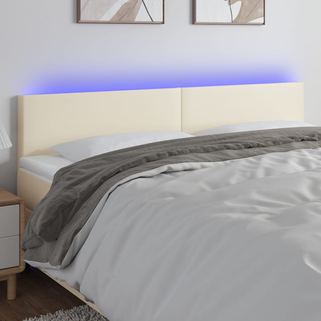 Hoofdbord LED 180x5x78/88 cm kunstleer crèmekleurig is nu te koop bij PeponiXL, paradijselijk wonen!