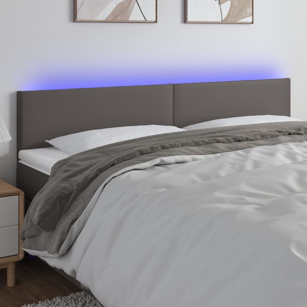Hoofdbord LED 180x5x78/88 cm kunstleer grijs is nu te koop bij PeponiXL, paradijselijk wonen!