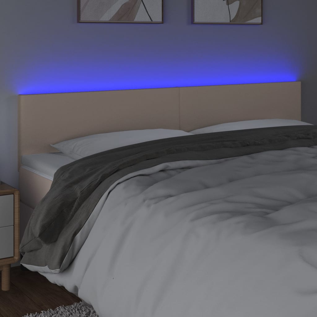 Hoofdbord LED 180x5x78/88 cm kunstleer cappuccinokleurig is nu te koop bij PeponiXL, paradijselijk wonen!