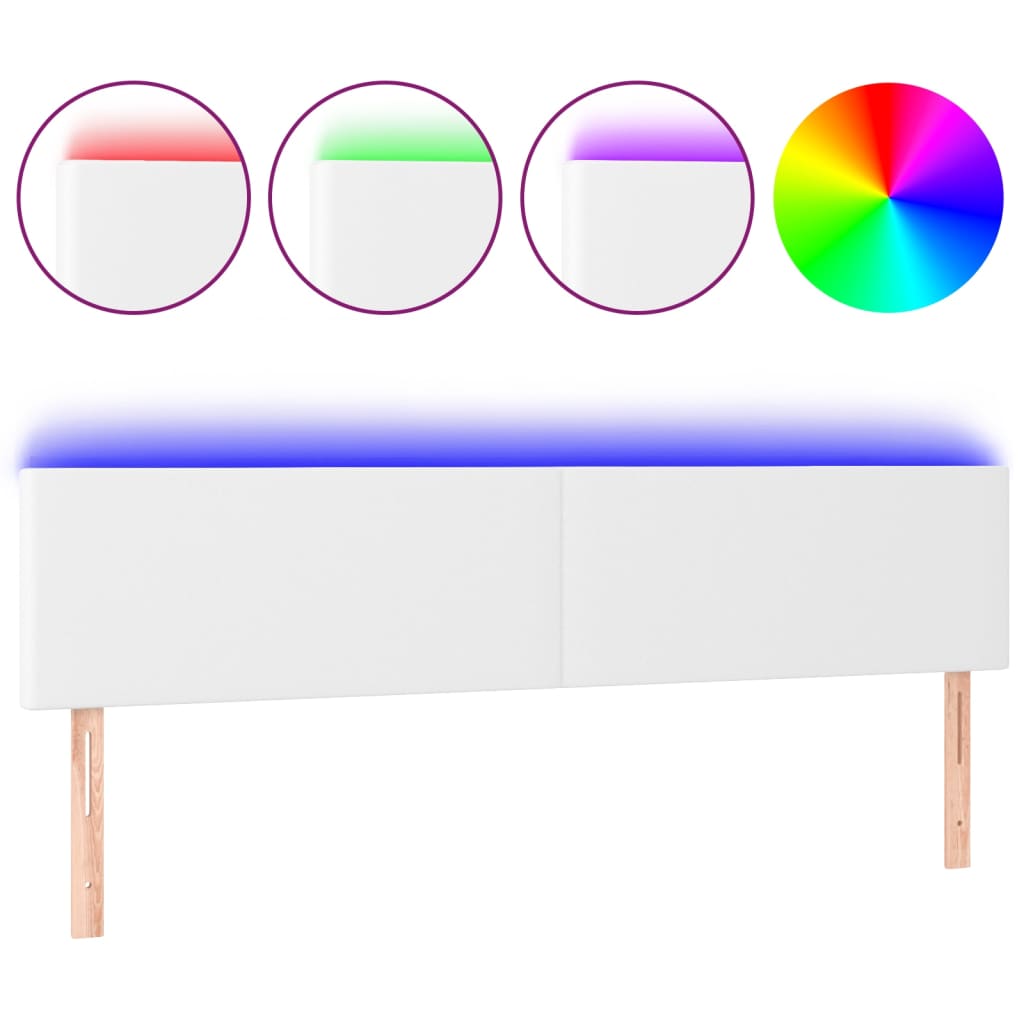 Hoofdbord LED 200x5x78/88 cm kunstleer wit is nu te koop bij PeponiXL, paradijselijk wonen!