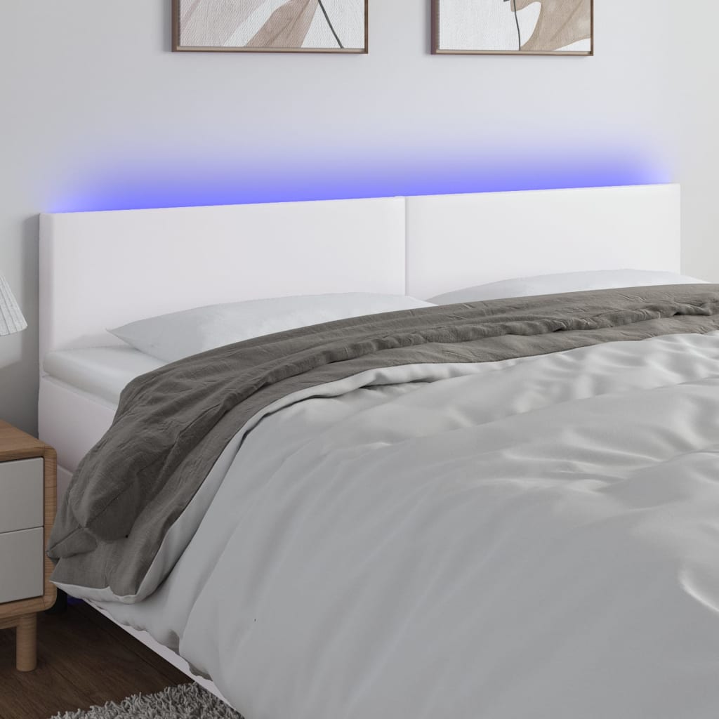 Hoofdbord LED 200x5x78/88 cm kunstleer wit is nu te koop bij PeponiXL, paradijselijk wonen!