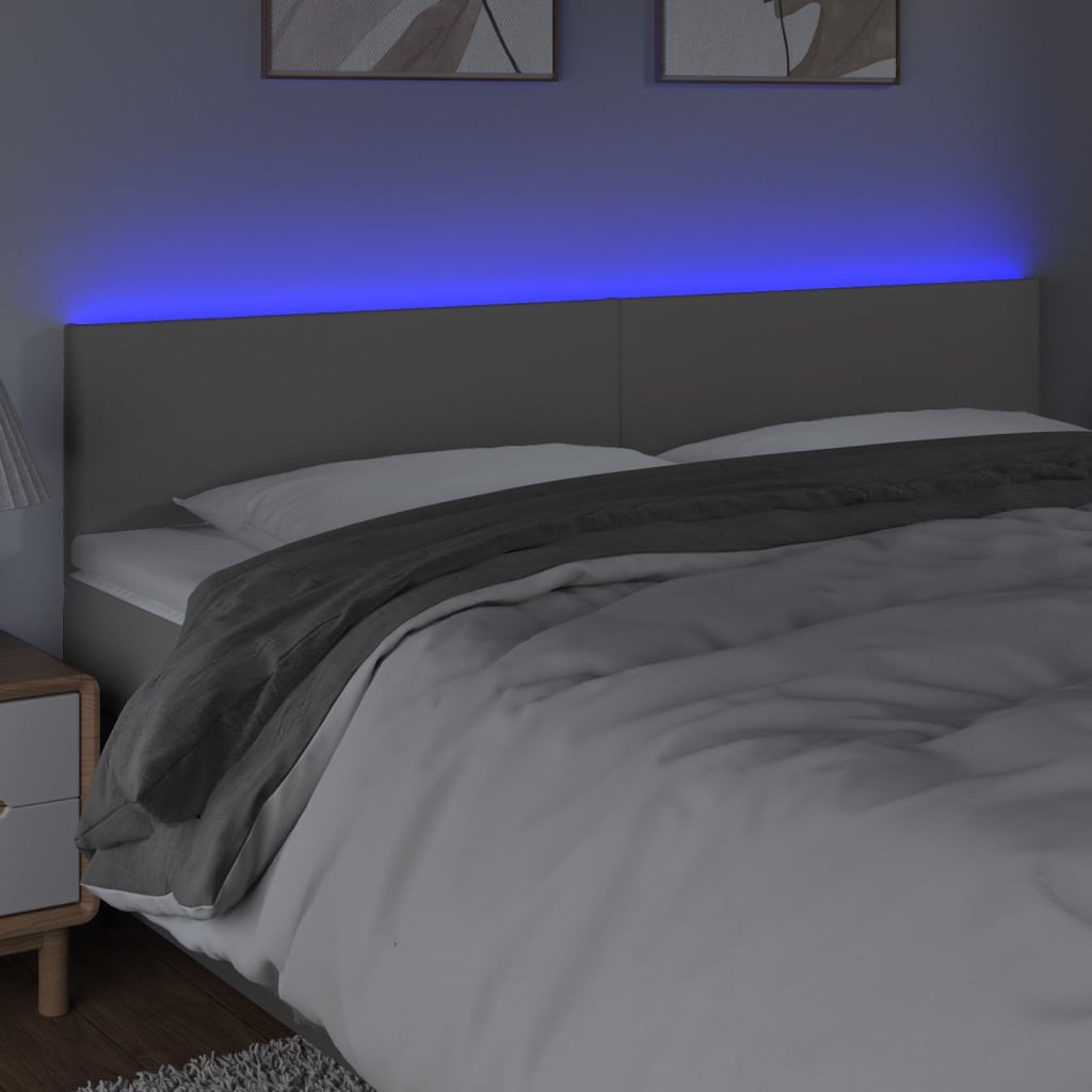 Hoofdbord LED 200x5x78/88 cm kunstleer grijs is nu te koop bij PeponiXL, paradijselijk wonen!
