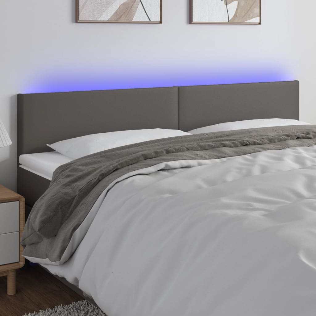 Hoofdbord LED 200x5x78/88 cm kunstleer grijs is nu te koop bij PeponiXL, paradijselijk wonen!