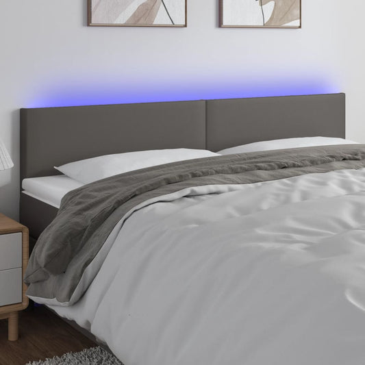 Hoofdbord LED 200x5x78/88 cm kunstleer grijs is nu te koop bij PeponiXL, paradijselijk wonen!