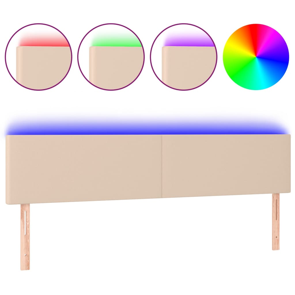 Hoofdbord LED 200x5x78/88 cm kunstleer cappuccinokleurig is nu te koop bij PeponiXL, paradijselijk wonen!