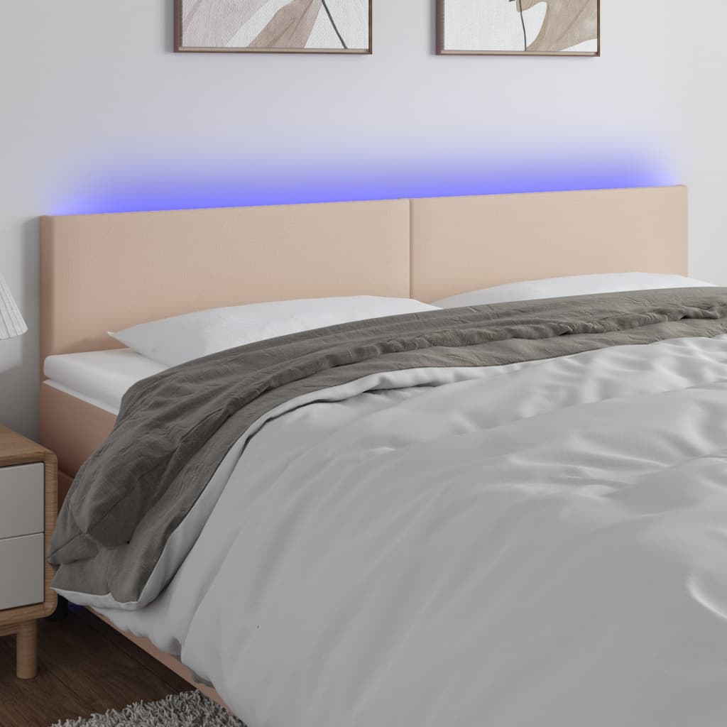 Hoofdbord LED 200x5x78/88 cm kunstleer cappuccinokleurig is nu te koop bij PeponiXL, paradijselijk wonen!