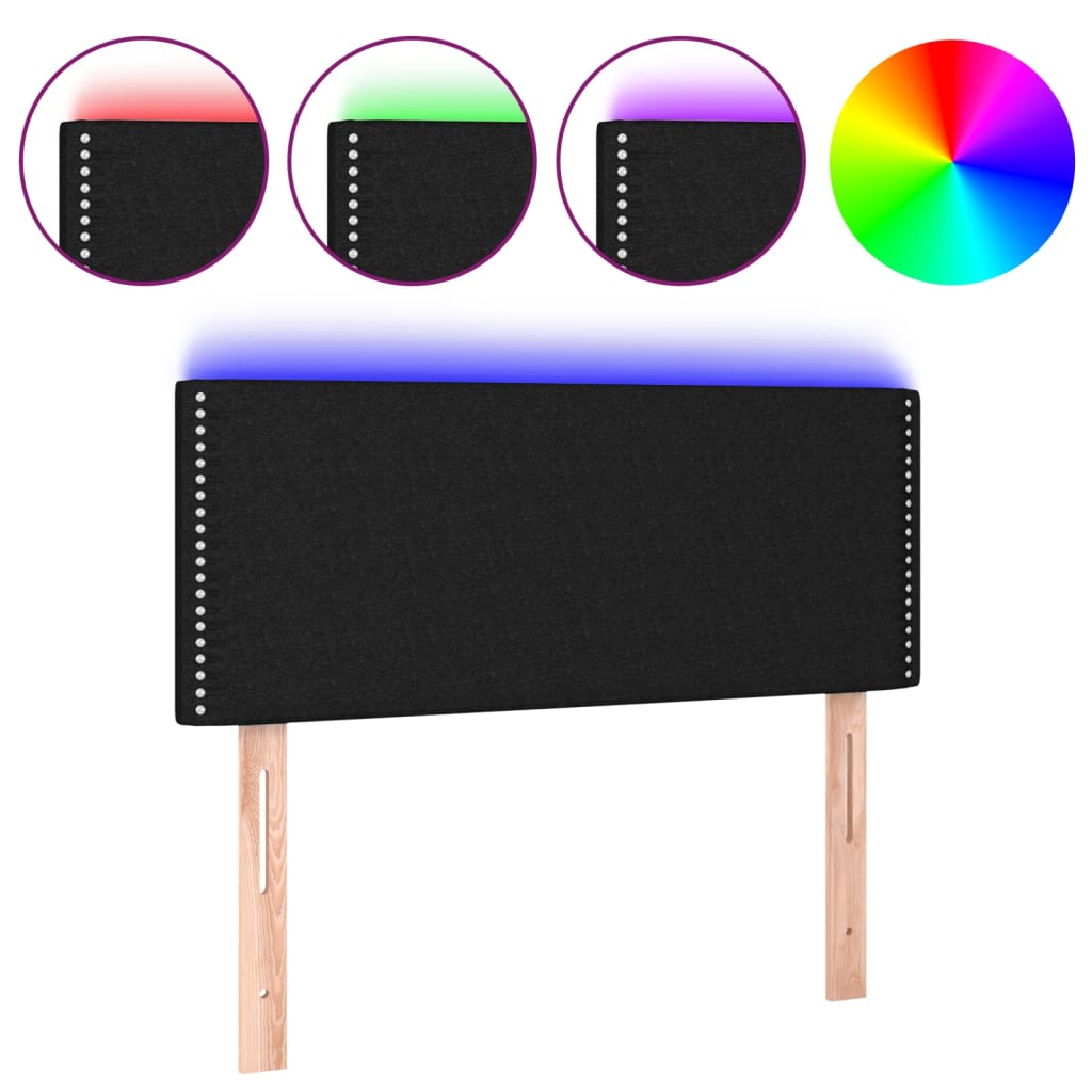 Hoofdbord LED 80x5x78/88 cm stof zwart is nu te koop bij PeponiXL, paradijselijk wonen!