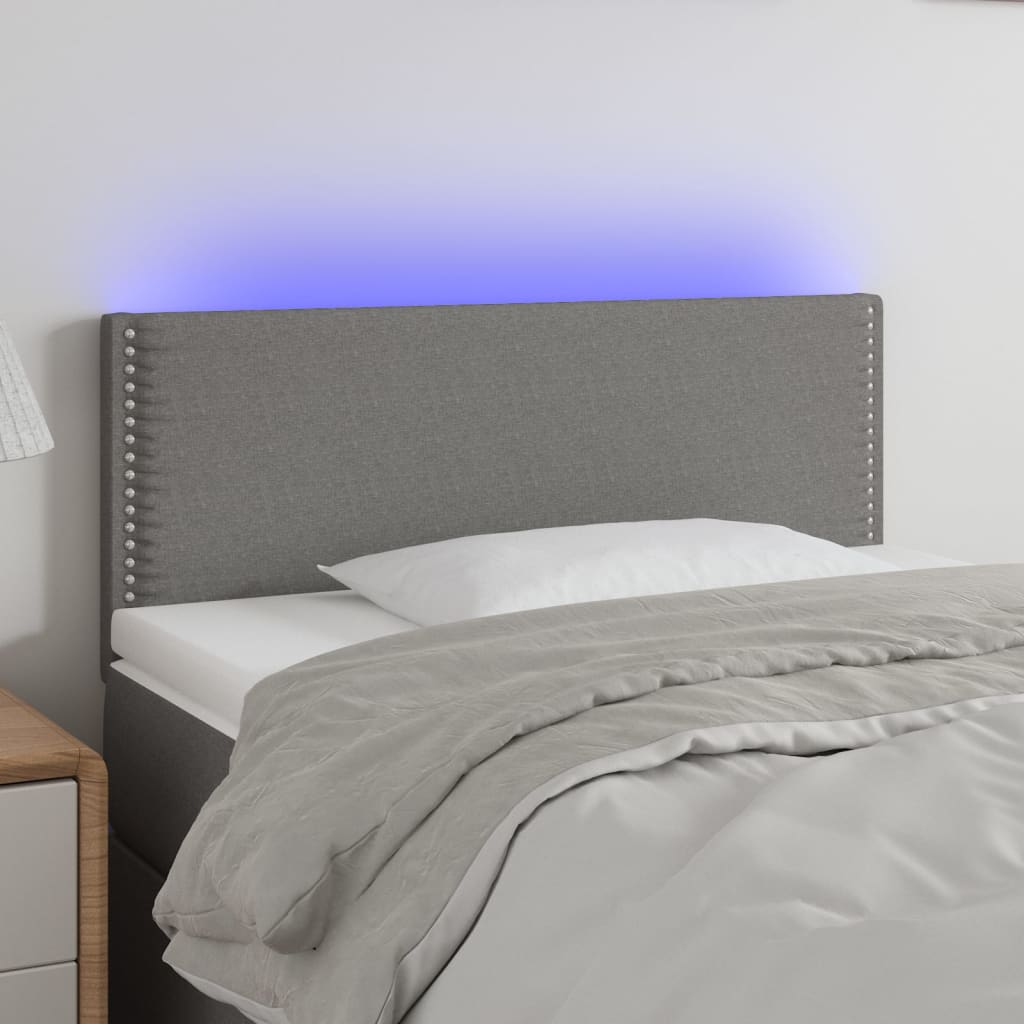 Hoofdbord LED 90x5x78/88 cm stof donkergrijs is nu te koop bij PeponiXL, paradijselijk wonen!