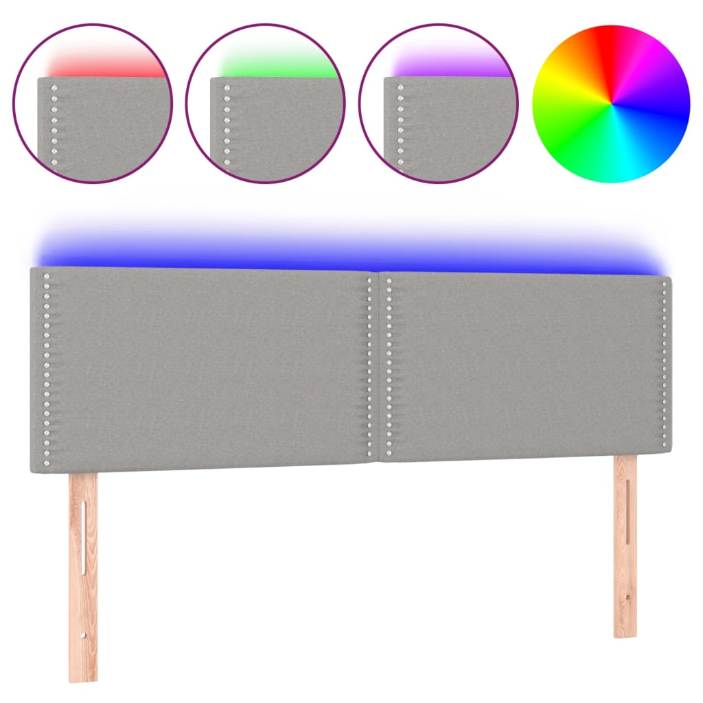 Hoofdbord LED 144x5x78/88 cm stof lichtgrijs is nu te koop bij PeponiXL, paradijselijk wonen!