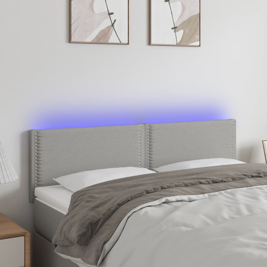Hoofdbord LED 144x5x78/88 cm stof lichtgrijs is nu te koop bij PeponiXL, paradijselijk wonen!