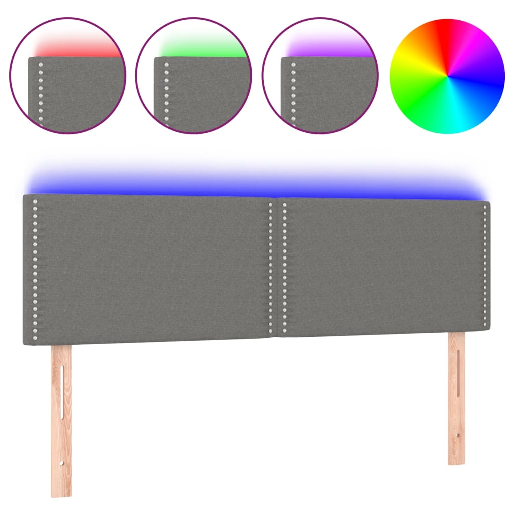 Hoofdbord LED 144x5x78/88 cm stof donkergrijs is nu te koop bij PeponiXL, paradijselijk wonen!