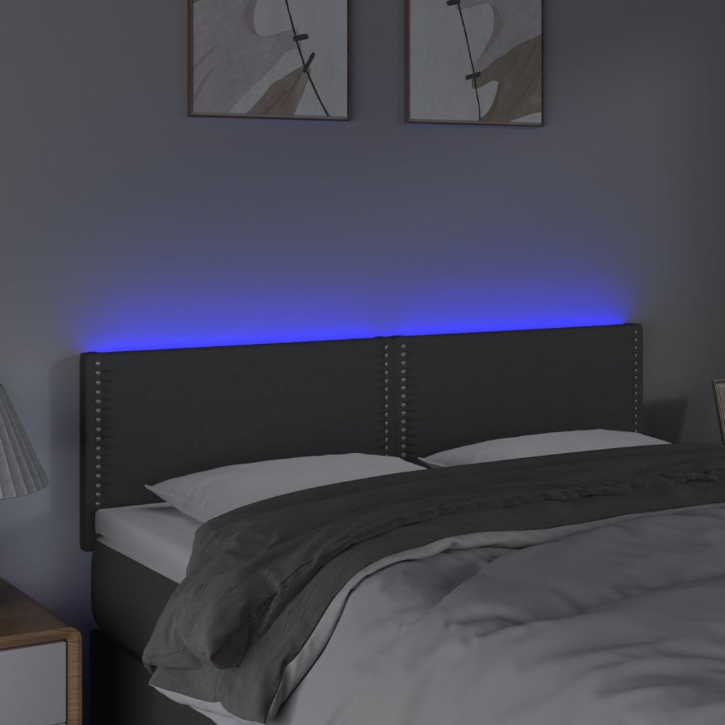 Hoofdbord LED 144x5x78/88 cm stof donkergrijs is nu te koop bij PeponiXL, paradijselijk wonen!