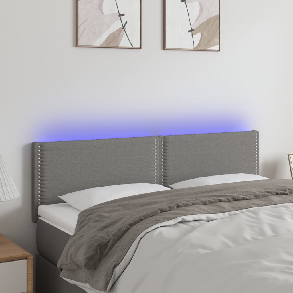 Hoofdbord LED 144x5x78/88 cm stof donkergrijs is nu te koop bij PeponiXL, paradijselijk wonen!