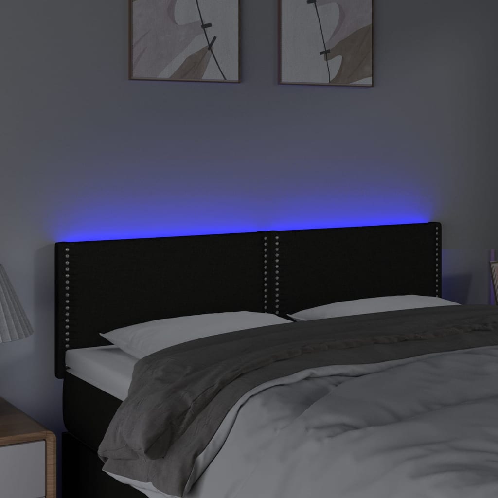 Hoofdbord LED 144x5x78/88 cm stof zwart is nu te koop bij PeponiXL, paradijselijk wonen!