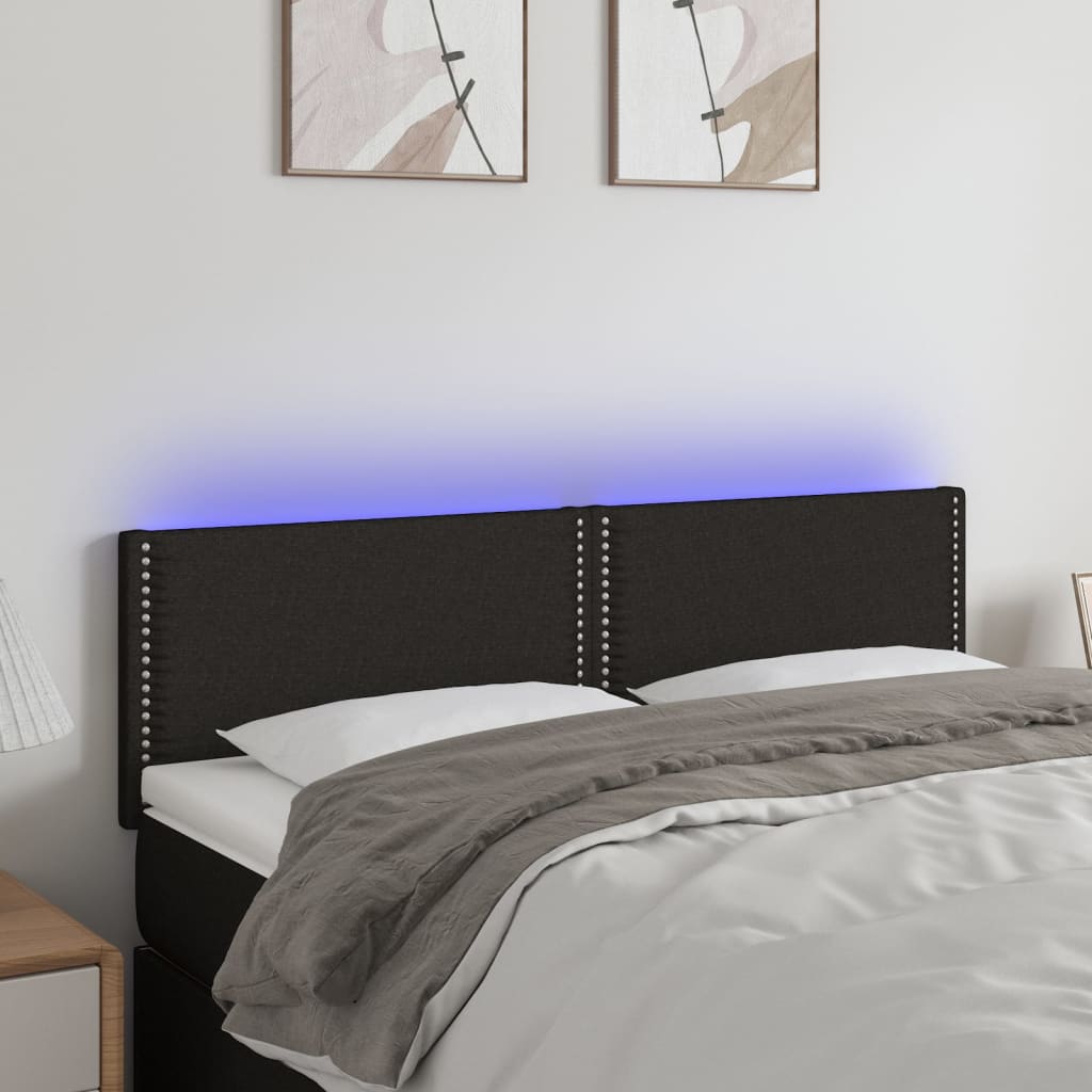 Hoofdbord LED 144x5x78/88 cm stof zwart is nu te koop bij PeponiXL, paradijselijk wonen!