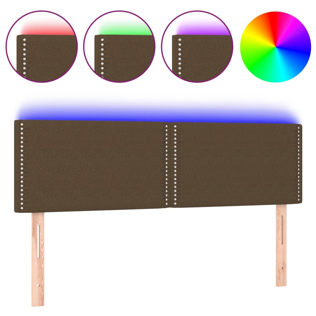 Hoofdbord LED 144x5x78/88 cm stof donkerbruin is nu te koop bij PeponiXL, paradijselijk wonen!