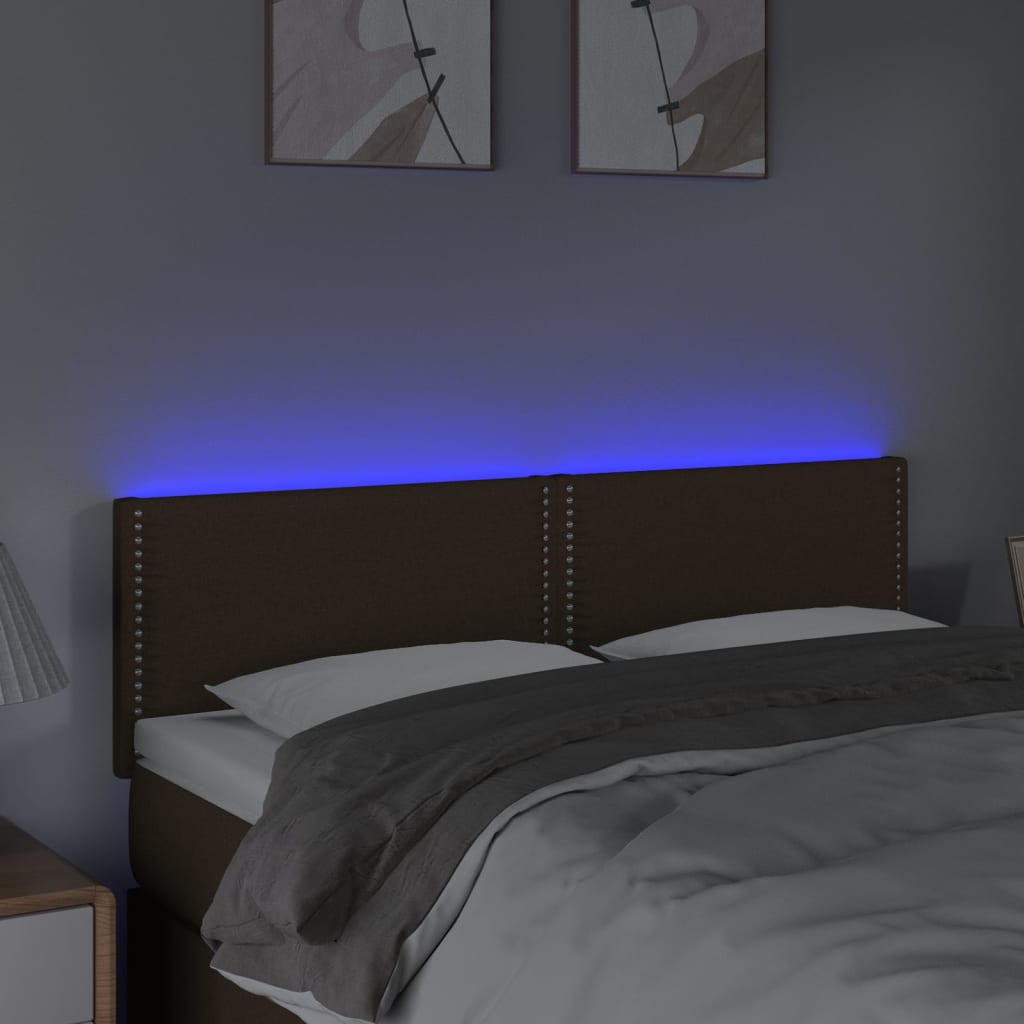 Hoofdbord LED 144x5x78/88 cm stof donkerbruin is nu te koop bij PeponiXL, paradijselijk wonen!