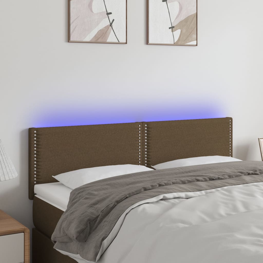 Hoofdbord LED 144x5x78/88 cm stof donkerbruin is nu te koop bij PeponiXL, paradijselijk wonen!