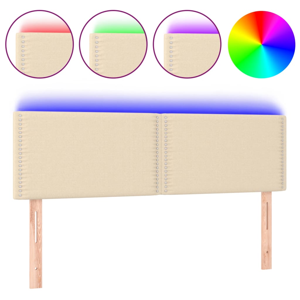 Hoofdbord LED 144x5x78/88 cm stof crèmekleurig is nu te koop bij PeponiXL, paradijselijk wonen!