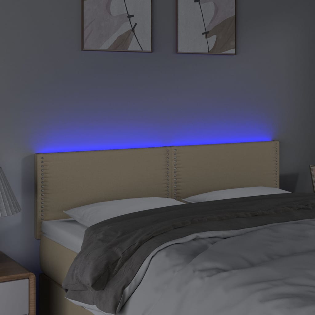 Hoofdbord LED 144x5x78/88 cm stof crèmekleurig is nu te koop bij PeponiXL, paradijselijk wonen!