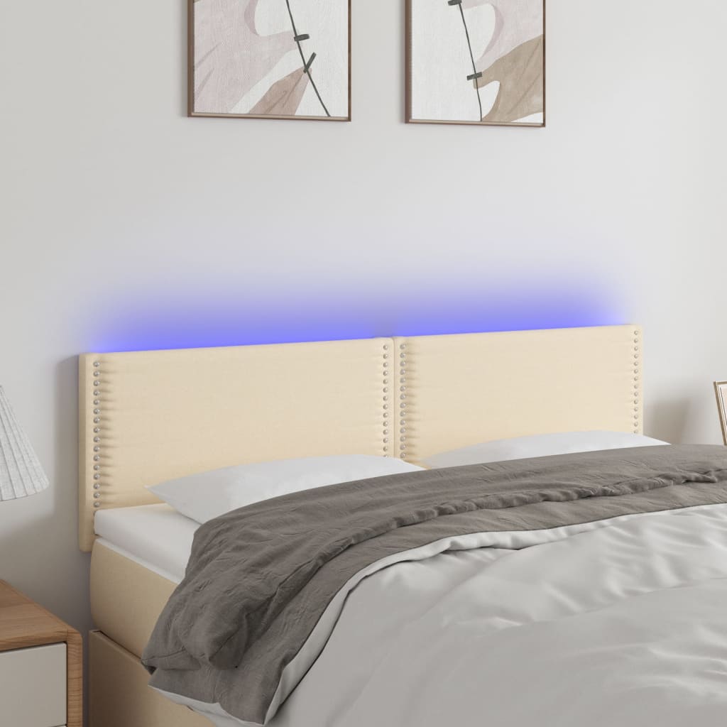 Hoofdbord LED 144x5x78/88 cm stof crèmekleurig is nu te koop bij PeponiXL, paradijselijk wonen!