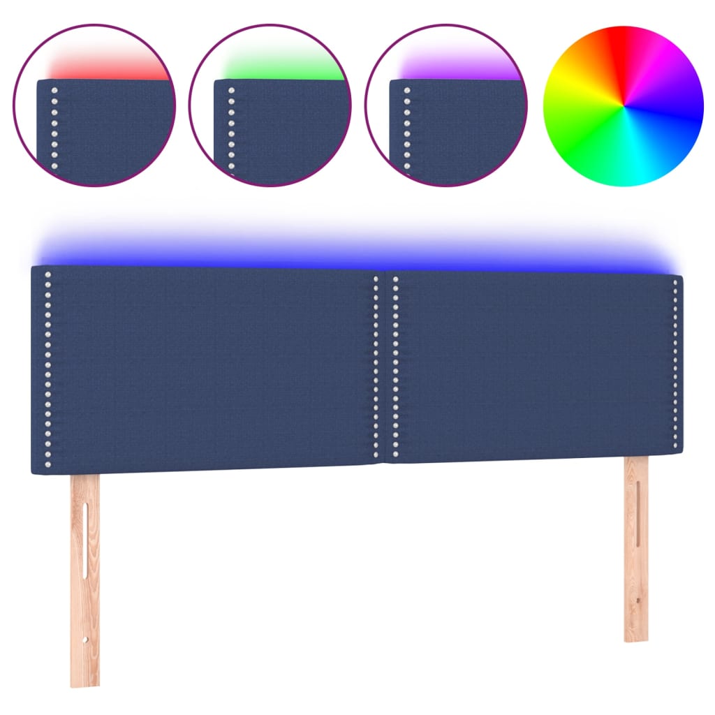 Hoofdbord LED 144x5x78/88 cm stof blauw is nu te koop bij PeponiXL, paradijselijk wonen!