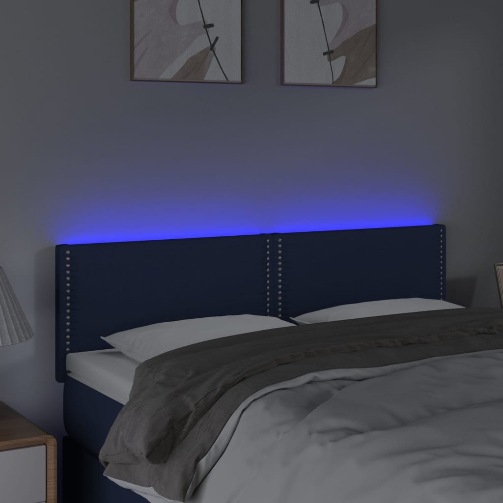 Hoofdbord LED 144x5x78/88 cm stof blauw is nu te koop bij PeponiXL, paradijselijk wonen!