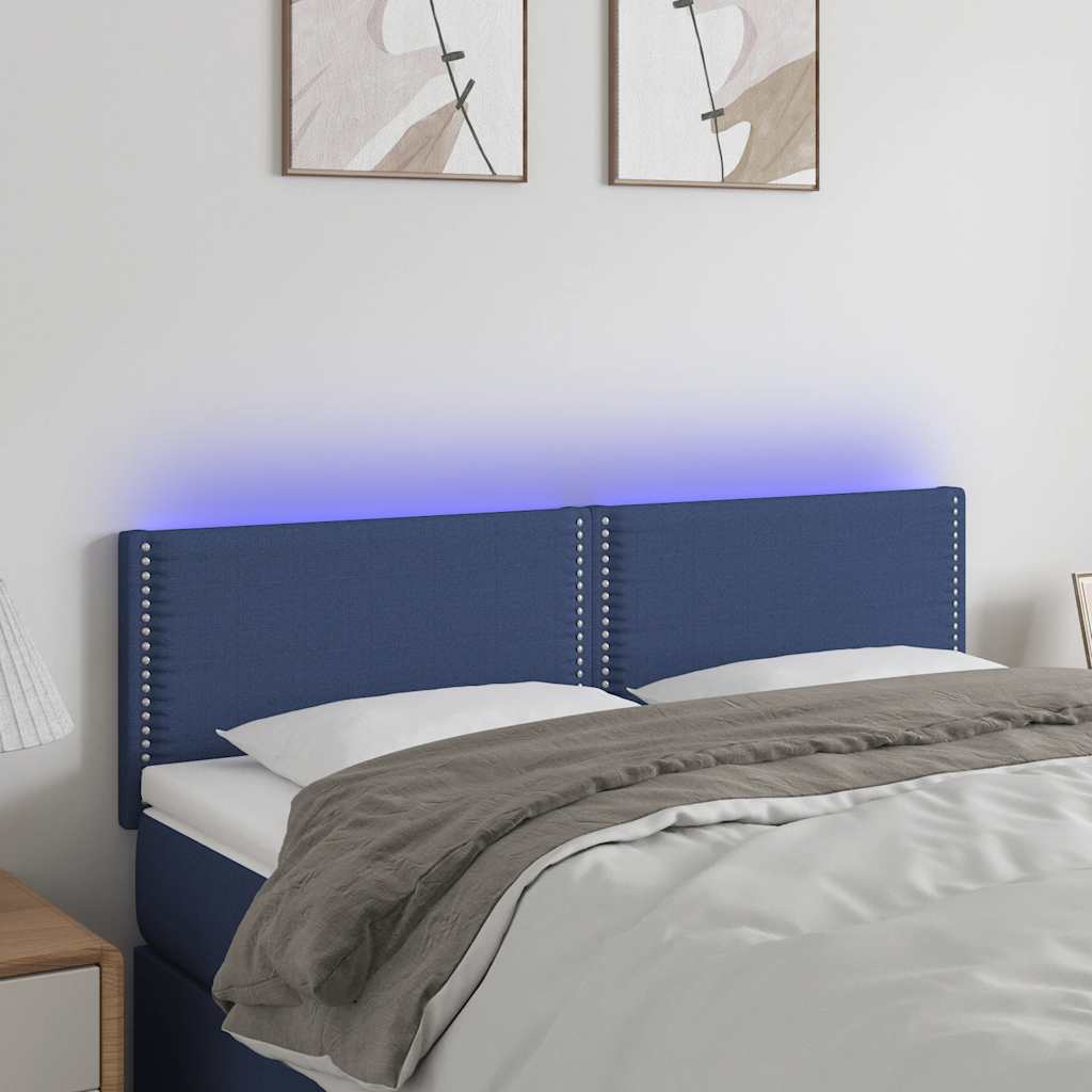 Hoofdbord LED 144x5x78/88 cm stof blauw is nu te koop bij PeponiXL, paradijselijk wonen!