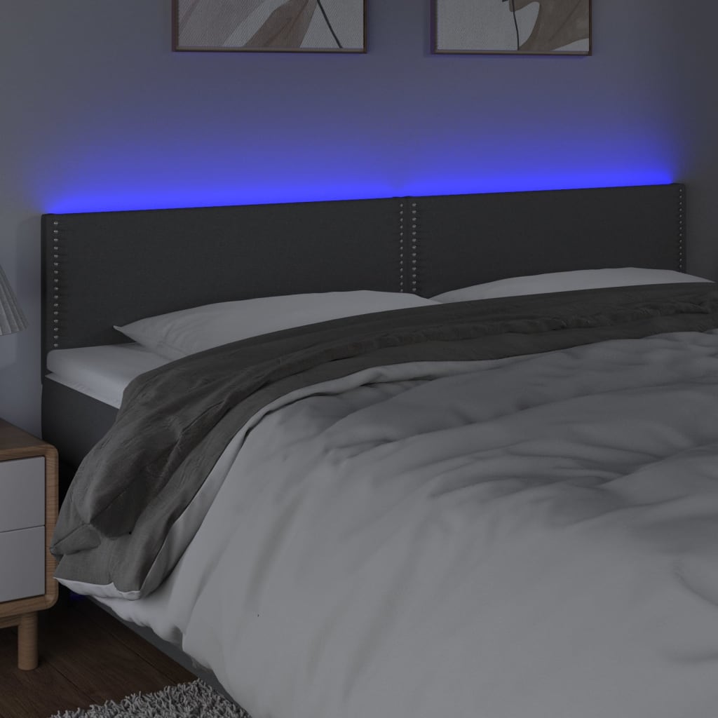 Hoofdbord LED 180x5x78/88 cm stof donkergrijs is nu te koop bij PeponiXL, paradijselijk wonen!