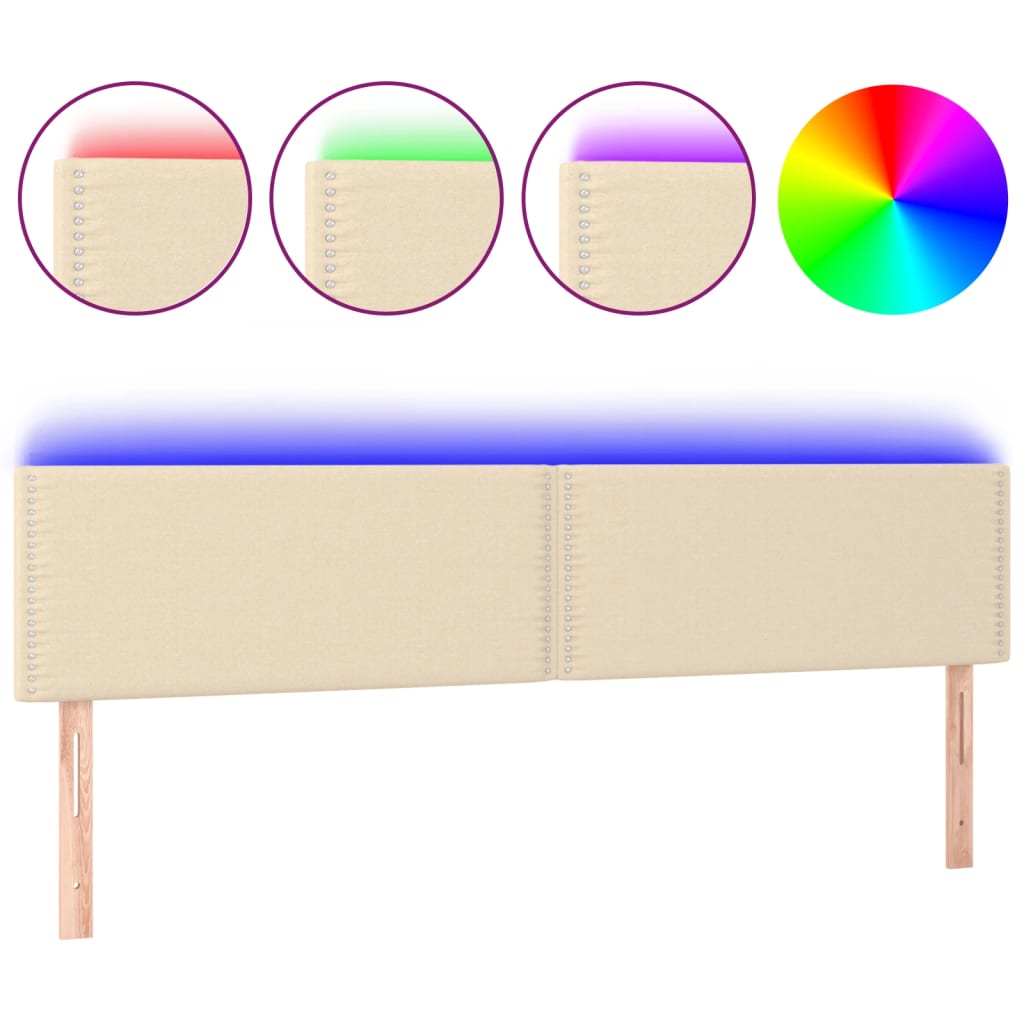 Hoofdbord LED 180x5x78/88 cm stof crèmekleurig is nu te koop bij PeponiXL, paradijselijk wonen!