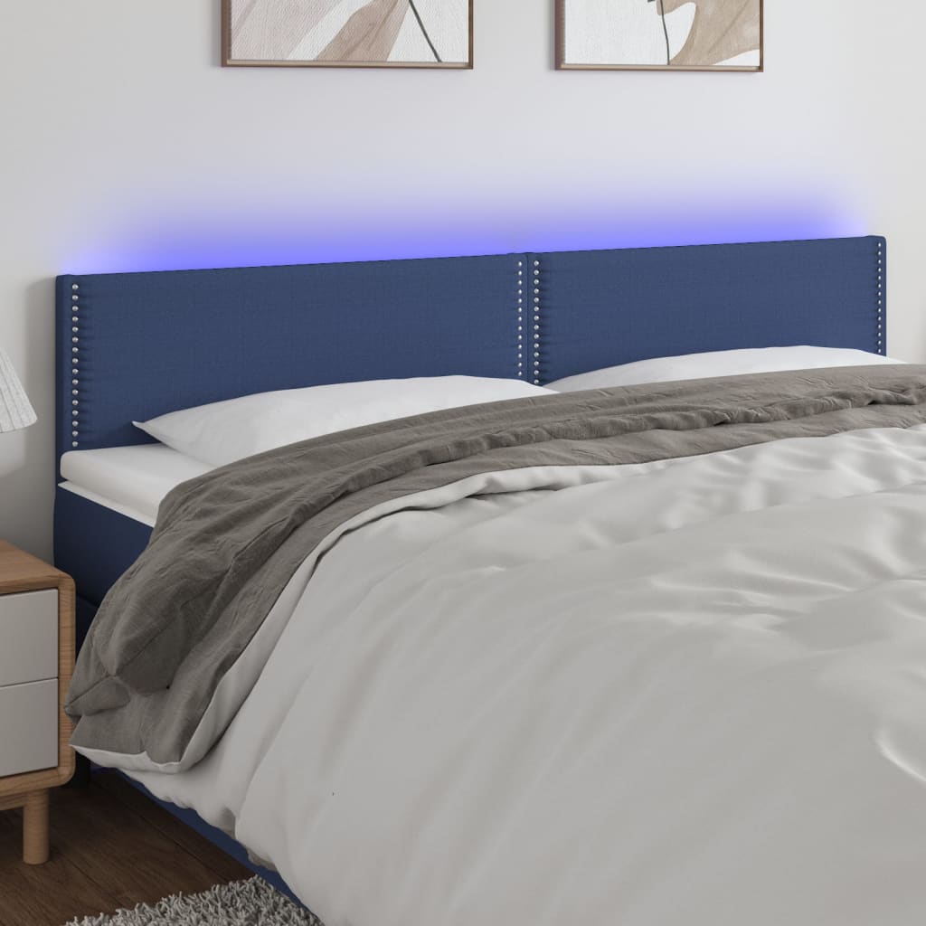 Hoofdbord LED 180x5x78/88 cm stof blauw is nu te koop bij PeponiXL, paradijselijk wonen!