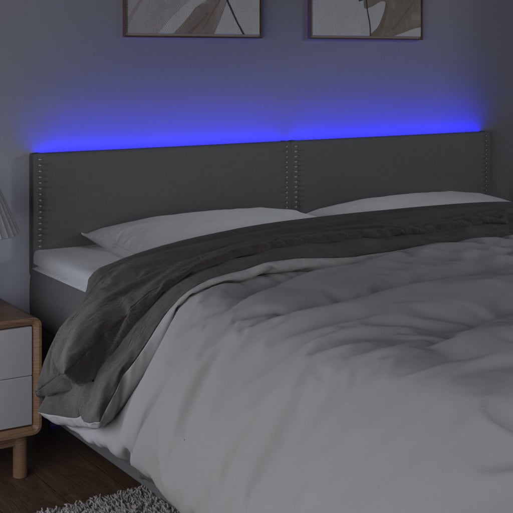 Hoofdbord LED 200x5x78/88 cm stof lichtgrijs is nu te koop bij PeponiXL, paradijselijk wonen!