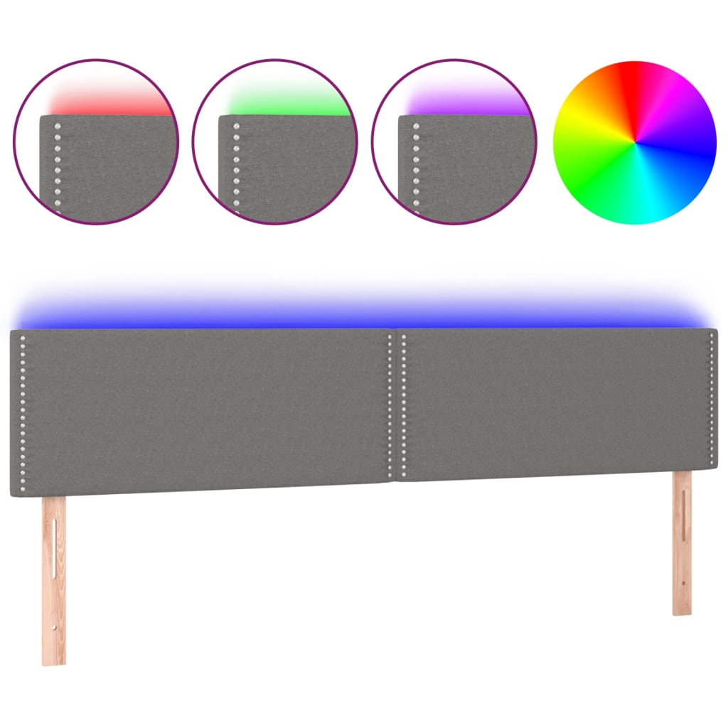 Hoofdbord LED 200x5x78/88 cm stof donkergrijs is nu te koop bij PeponiXL, paradijselijk wonen!