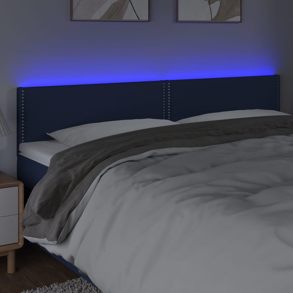 Hoofdbord LED 200x5x78/88 cm stof blauw is nu te koop bij PeponiXL, paradijselijk wonen!