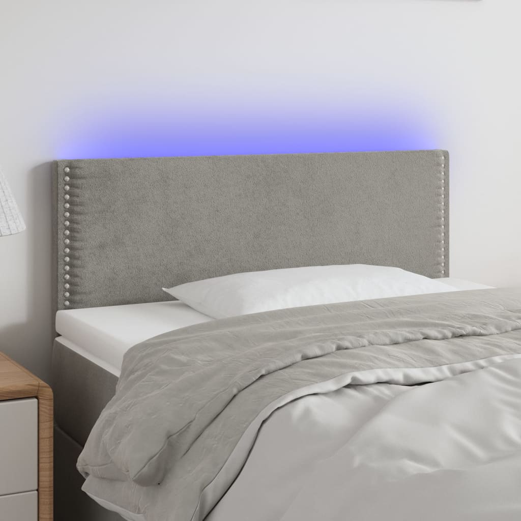 Hoofdbord LED 80x5x78/88 cm fluweel lichtgrijs is nu te koop bij PeponiXL, paradijselijk wonen!