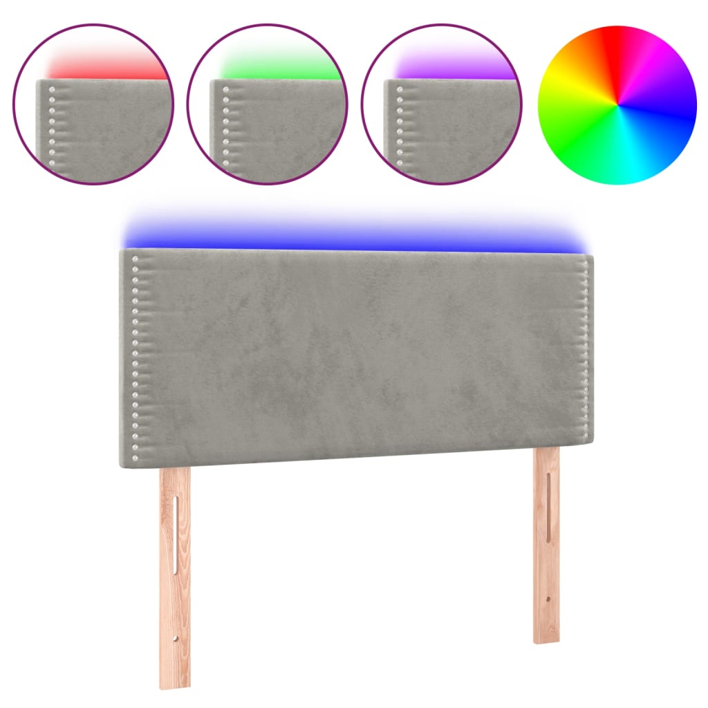 Hoofdbord LED 90x5x78/88 cm fluweel lichtgrijs is nu te koop bij PeponiXL, paradijselijk wonen!