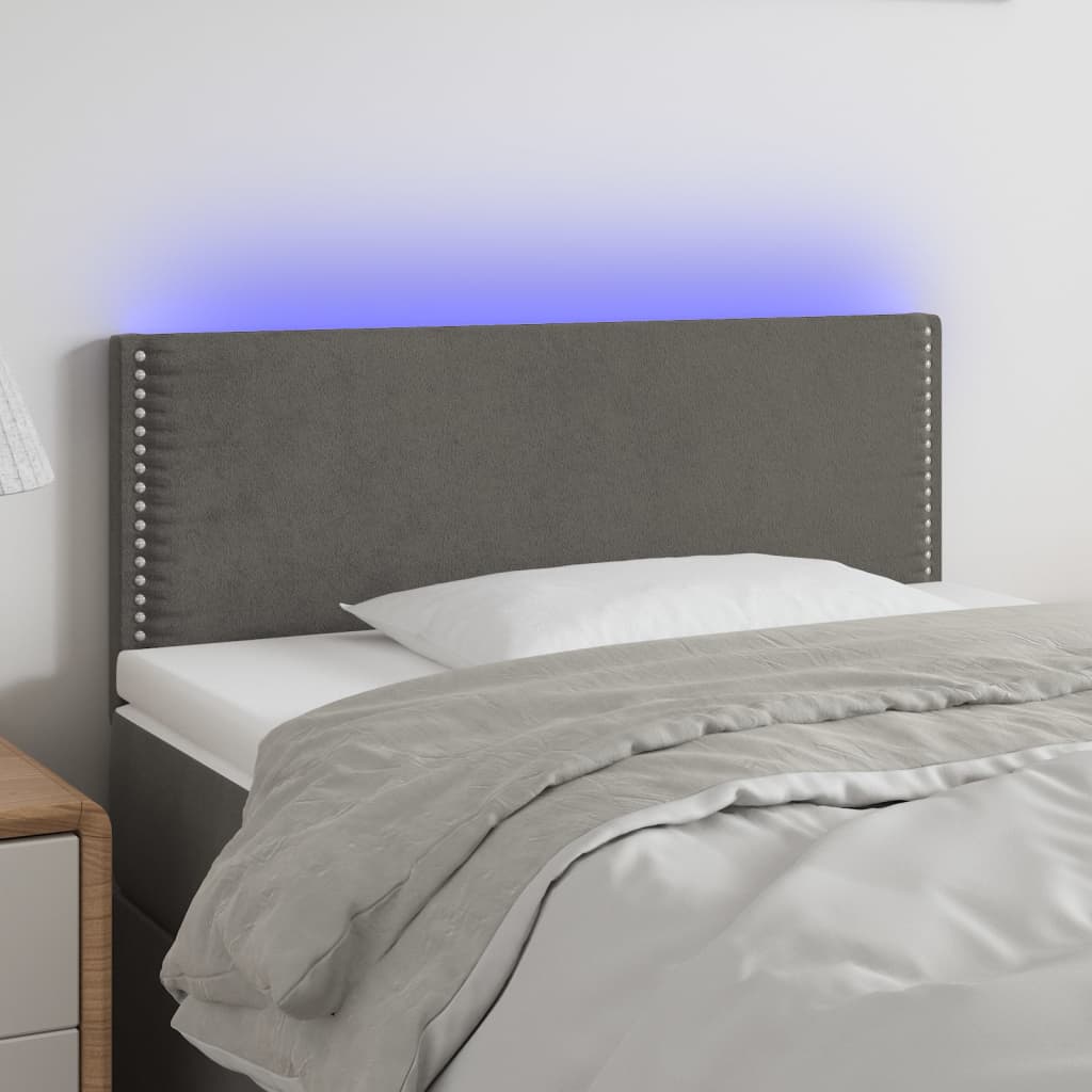 Hoofdbord LED 100x5x78/88 cm fluweel donkergrijs is nu te koop bij PeponiXL, paradijselijk wonen!