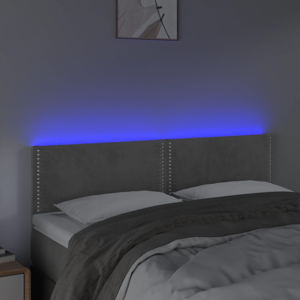 Hoofdbord LED 144x5x78/88 cm fluweel lichtgrijs is nu te koop bij PeponiXL, paradijselijk wonen!