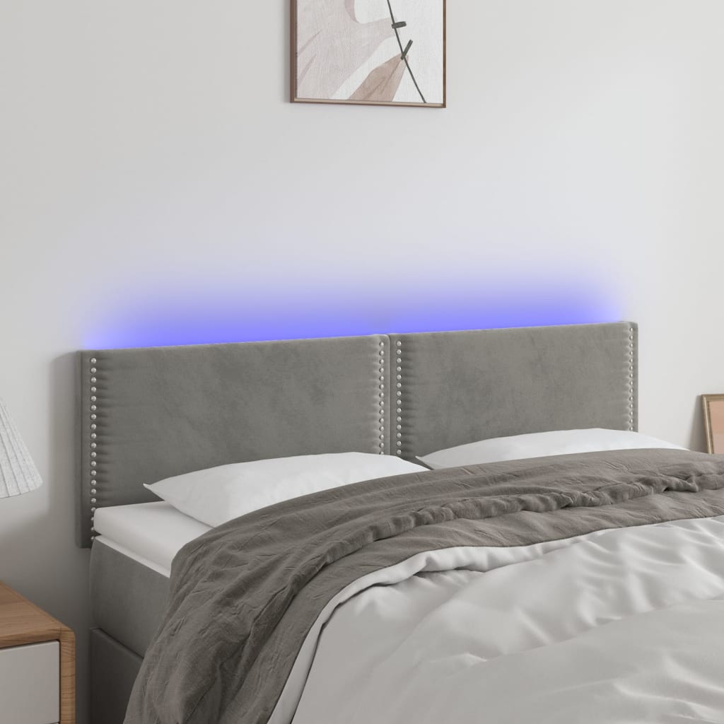 Hoofdbord LED 144x5x78/88 cm fluweel lichtgrijs is nu te koop bij PeponiXL, paradijselijk wonen!
